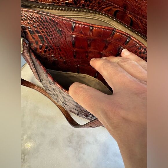 BRAHMIN PARIS PECAN MELBOURNE CROC EMBOSSED LEATHER - Picture 12 of 16